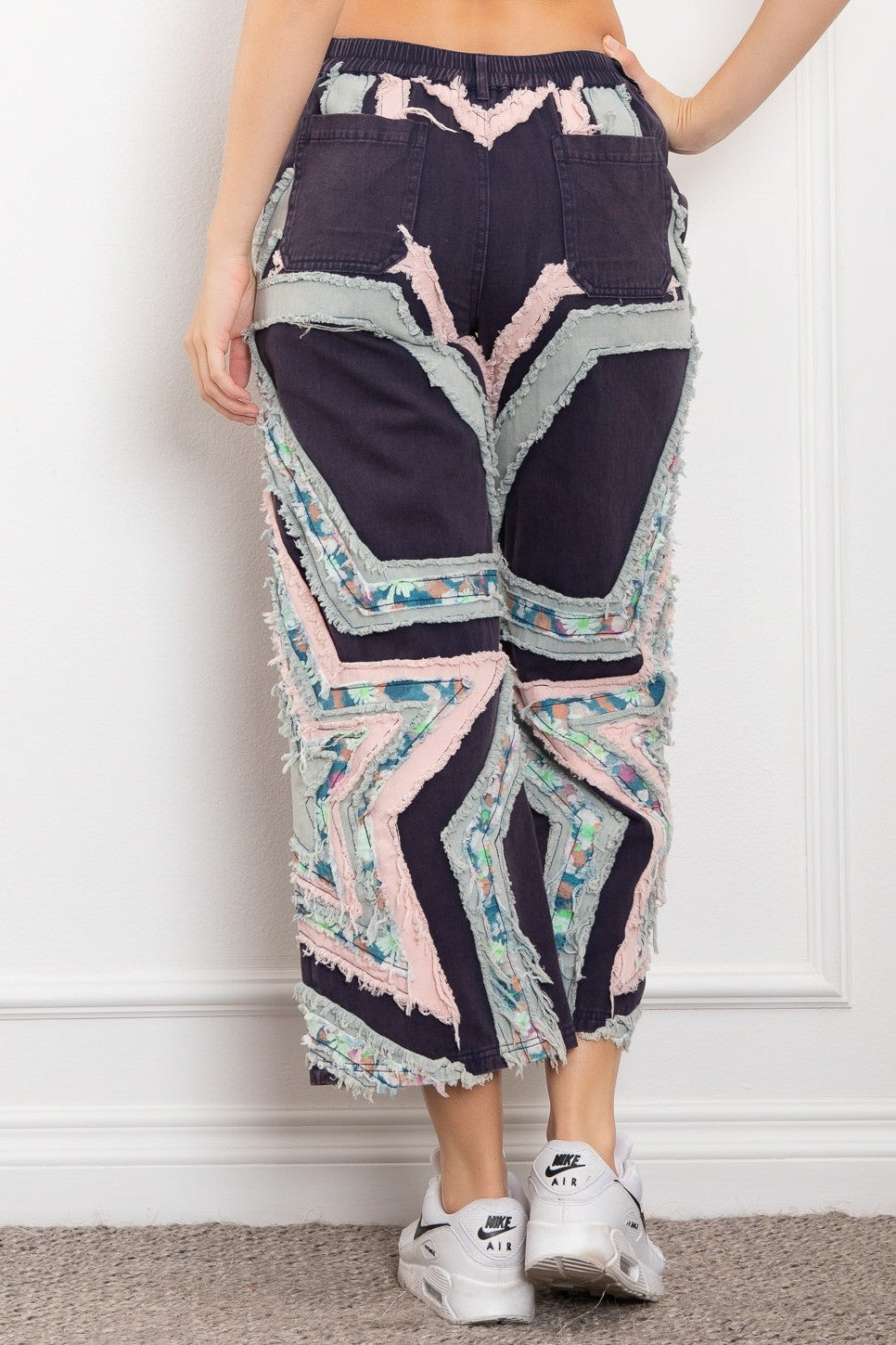 Multi Contrast Star Patched Pants