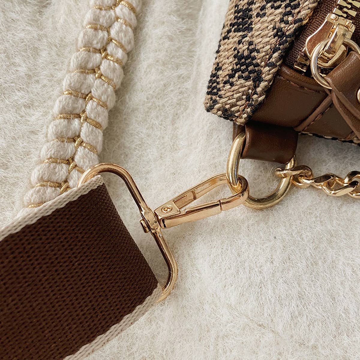 Leopard Print Chain Strap Fanny Belt Bag