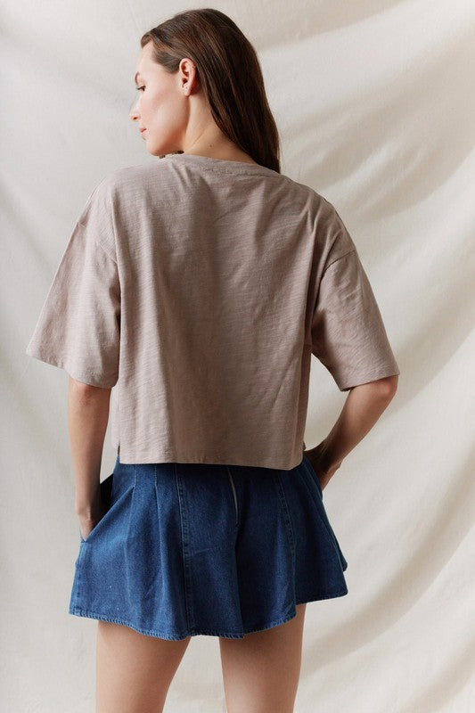 Horseshoe Lace & Pearl Cropped Short Sleeve Top