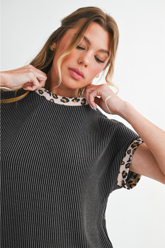 Leopard Patchwork Twisted Top