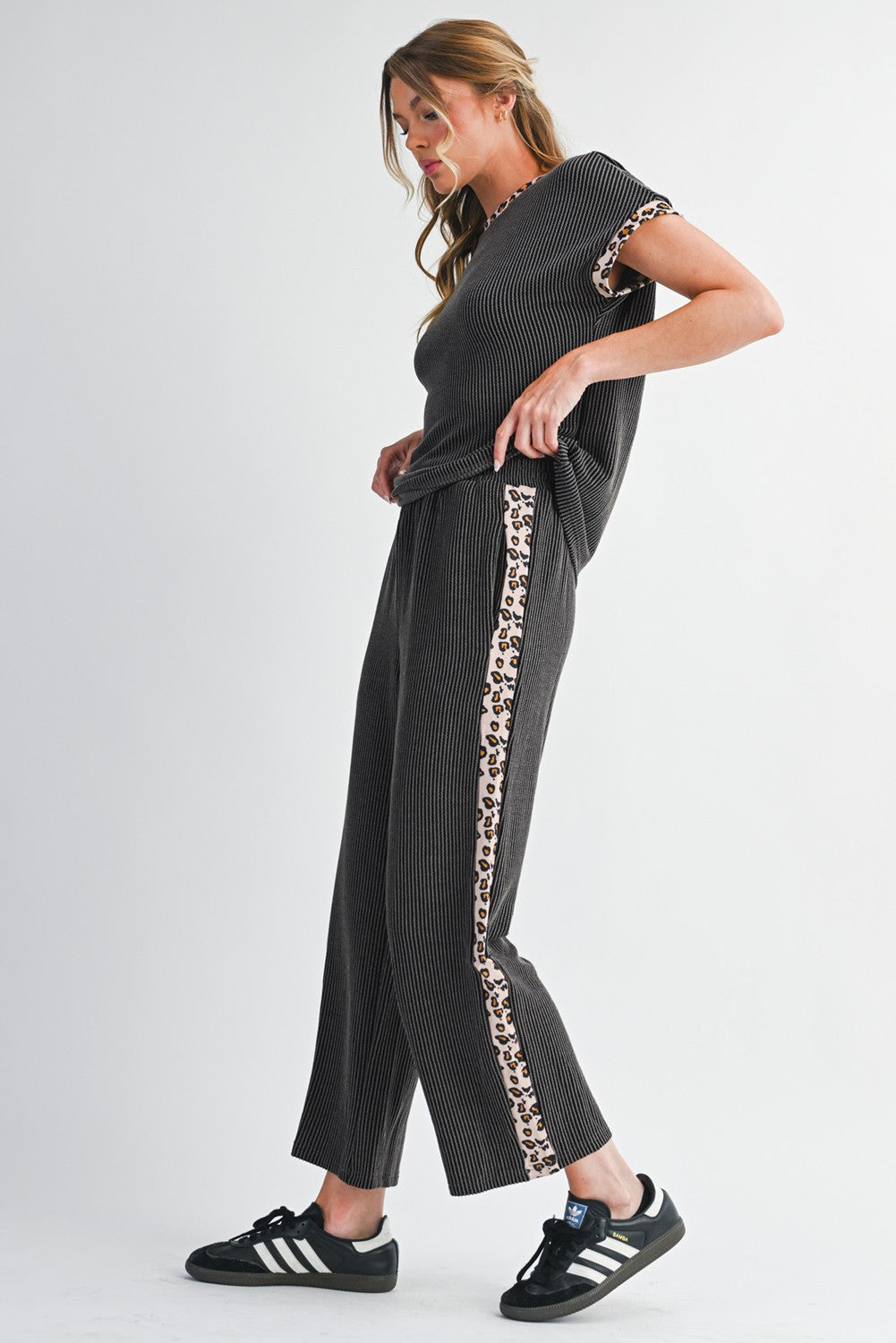 Leopard Patchwork Twisted Cropped Pants