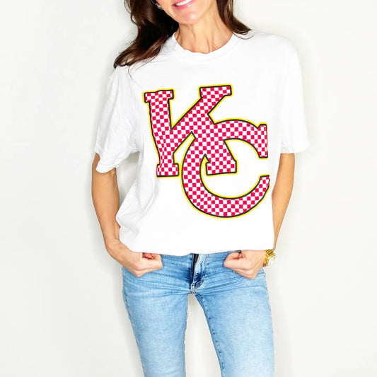 Checkered KC Football Tee