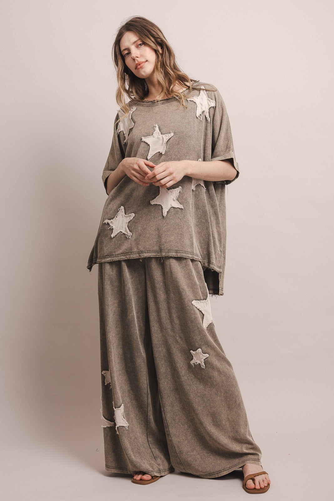 Star Patchwork Short Sleeve Top & Pants Set (Sold Separately)