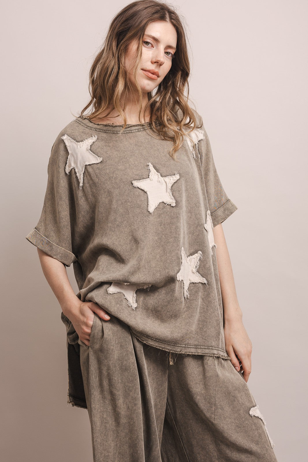 Star Patchwork Short Sleeve Top & Pants Set (Sold Separately)