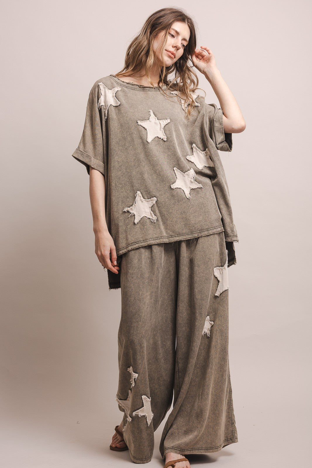 Star Patchwork Short Sleeve Top & Pants Set (Sold Separately)