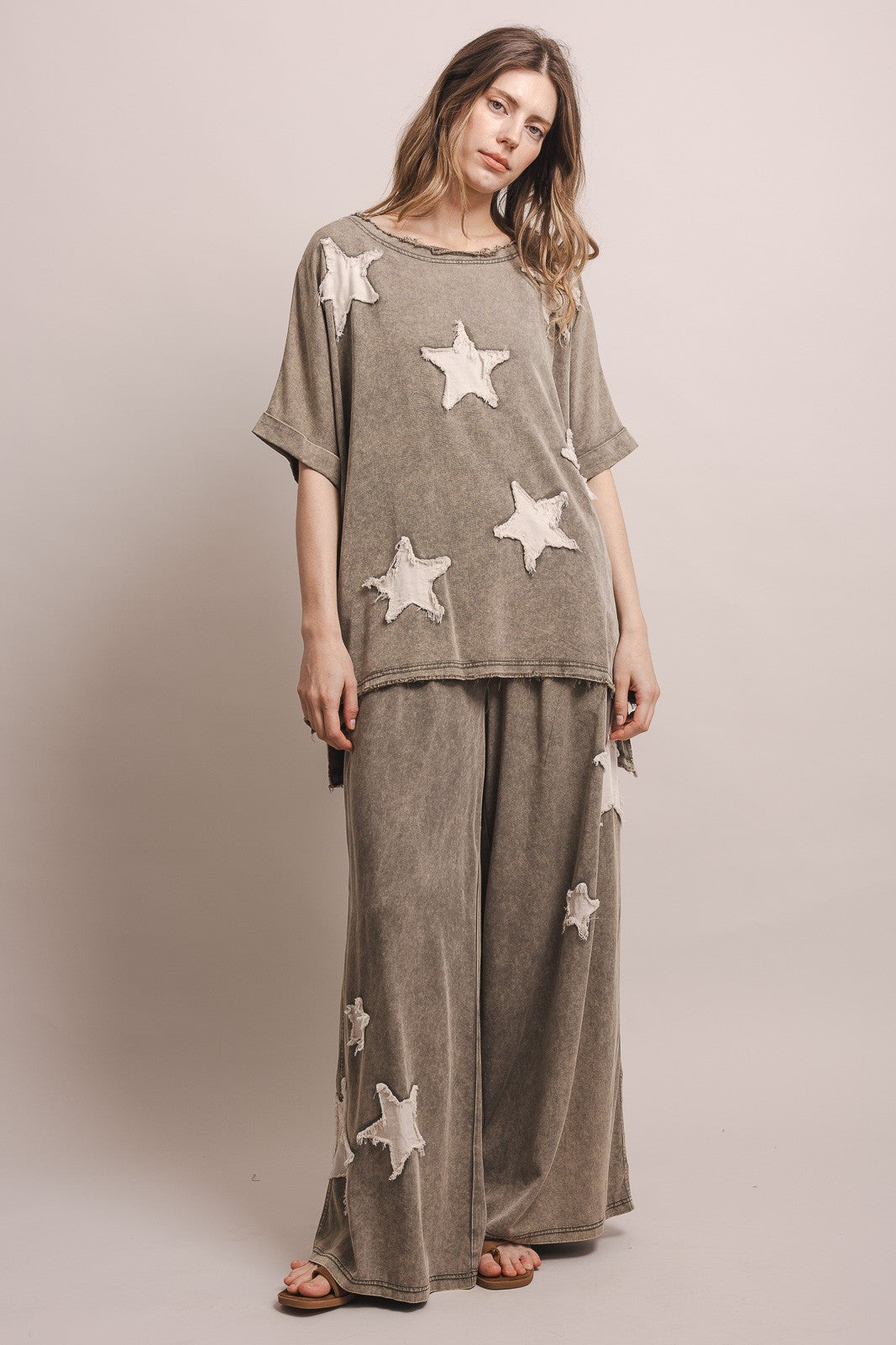 Star Patchwork Short Sleeve Top & Pants Set (Sold Separately)