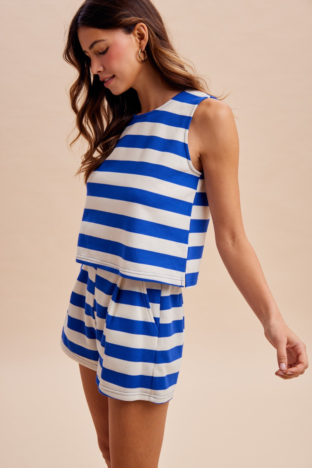Stripe Pique Knit Top & Shorts Set (Sold Separately)