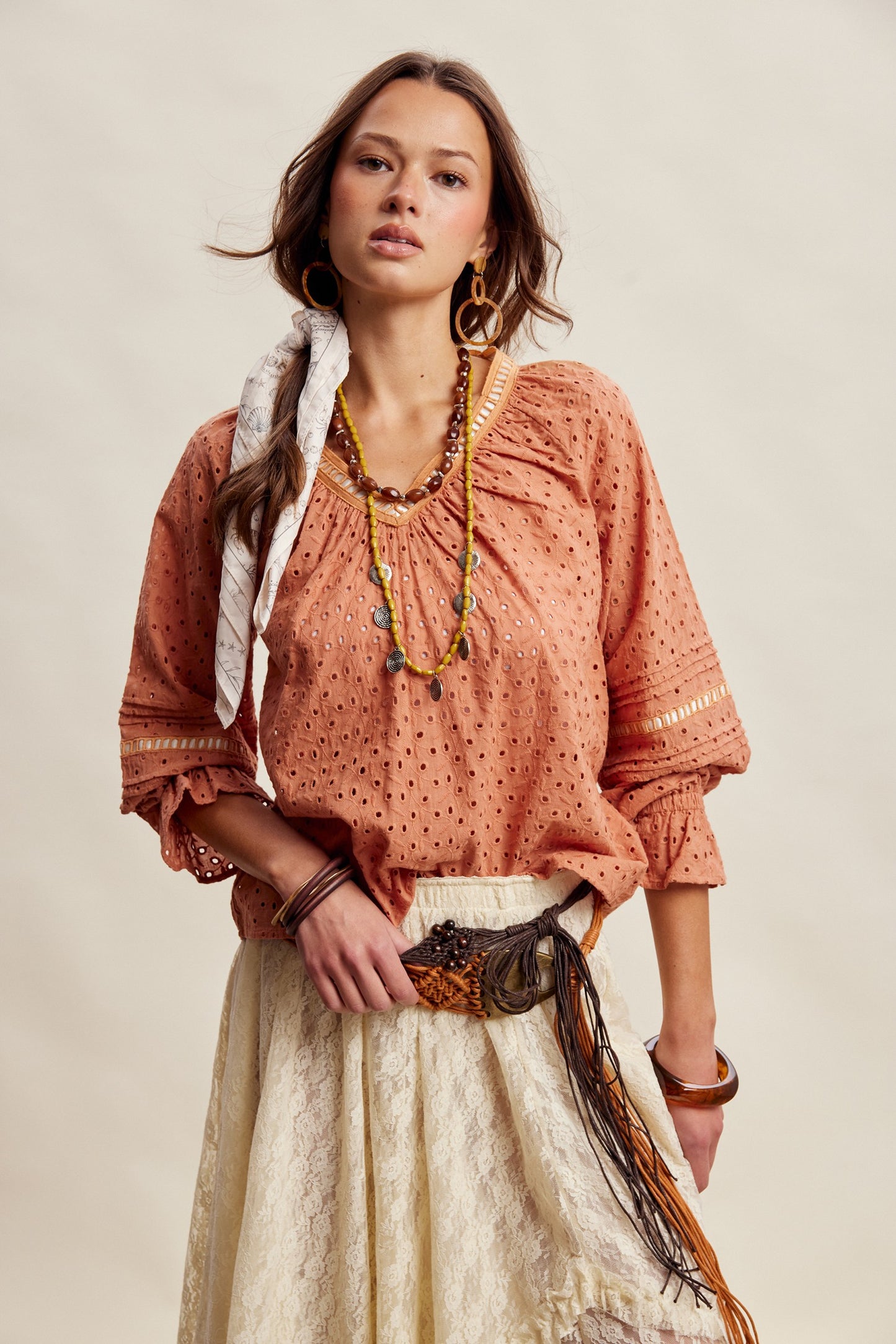 Eyelet Lace Trim Blouse