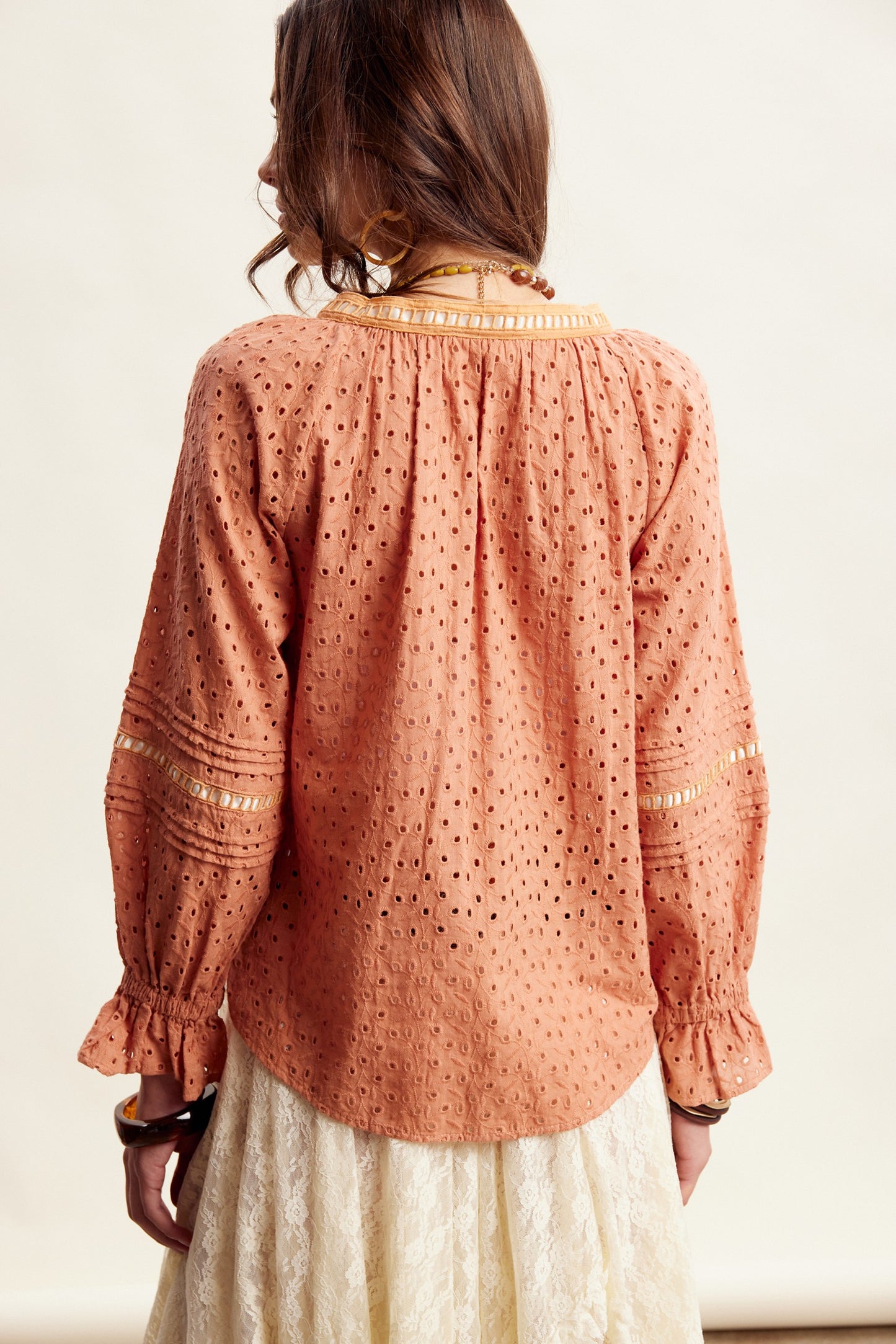 Eyelet Lace Trim Blouse