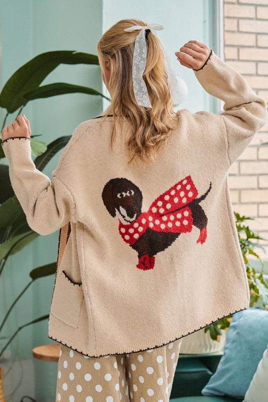 Dog Graphic Knit Cardigan
