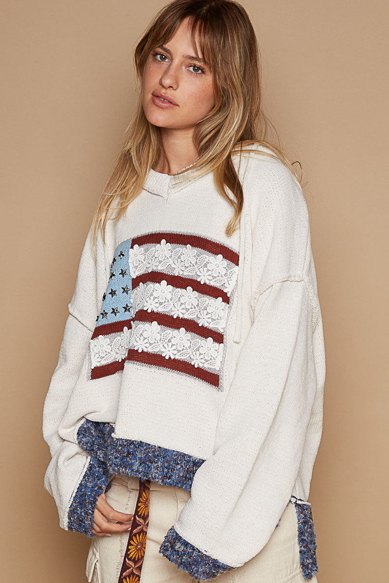 American Flag Solid Sweater