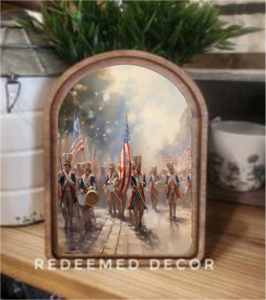 Arch Top Patriotic Band Framed Art