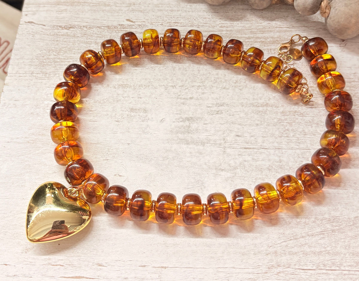 Heart Charm Beaded Necklace
