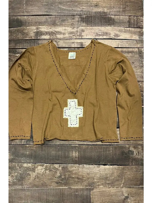 Jaded Gypsy Live Light Top - Tan Cross