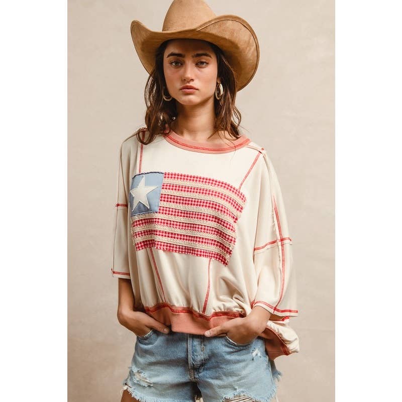 American Flag Patchwork Top