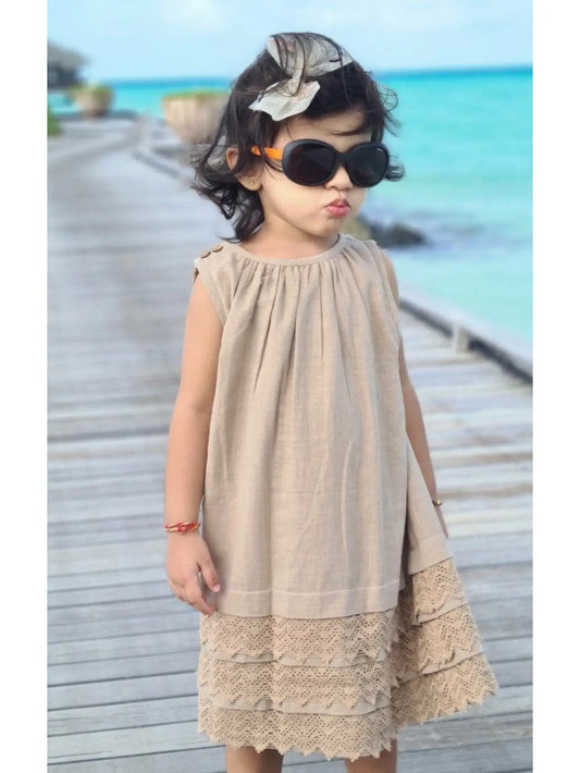 Kids Copper Lace Dress with Matching Bloomer