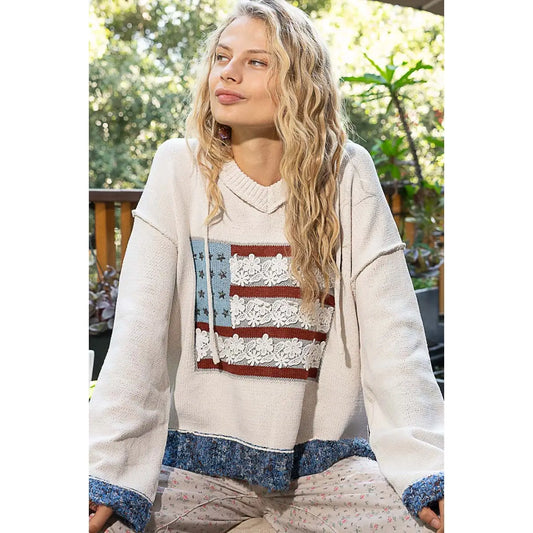 American Flag Solid Sweater