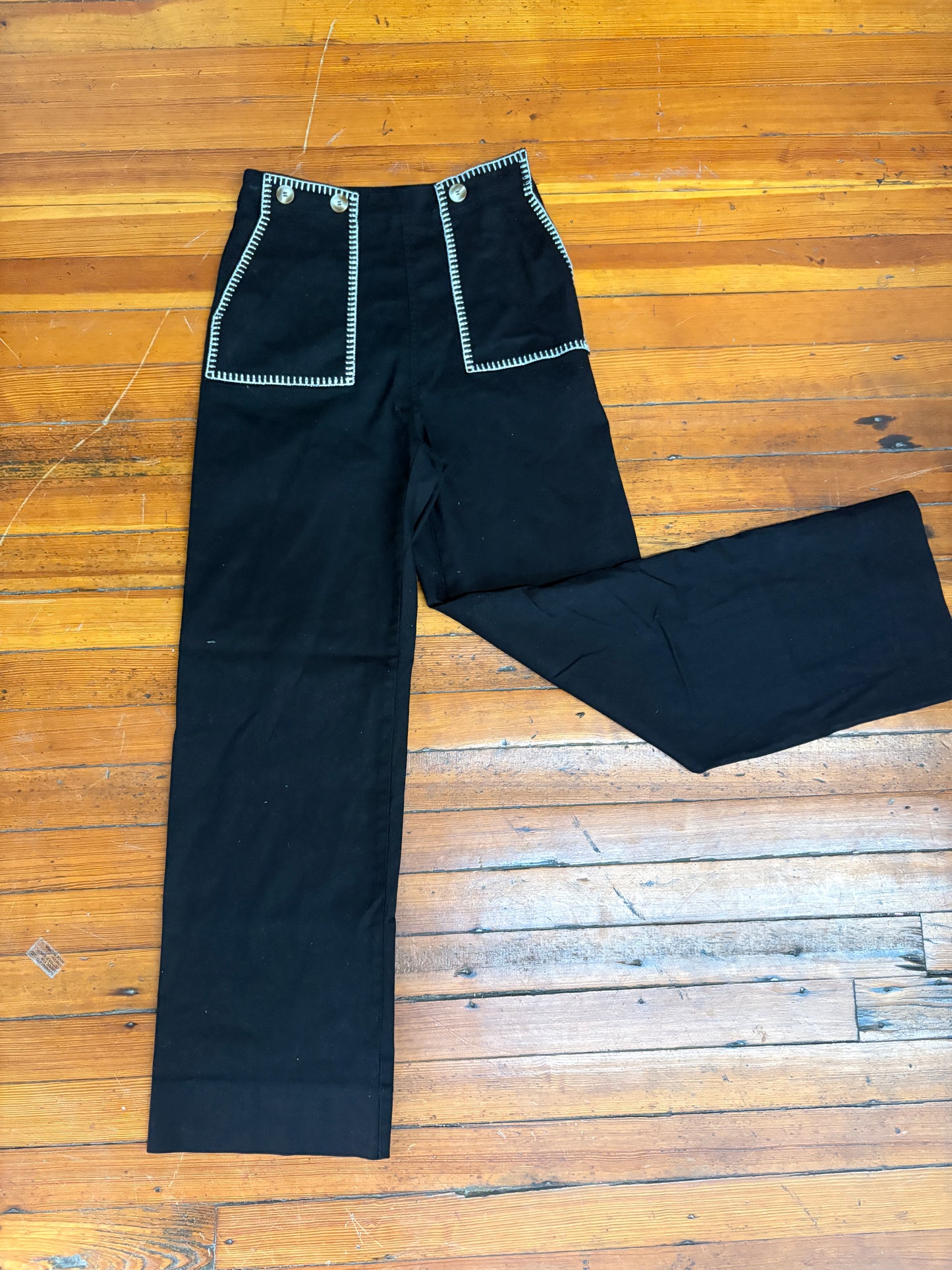 High Waisted Wide Leg Pant With Contrast Stitching