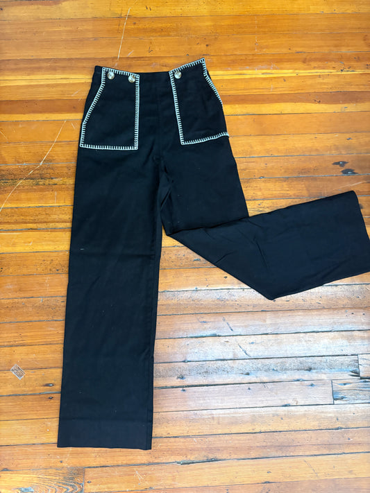 High Waisted Wide Leg Pant With Contrast Stitching