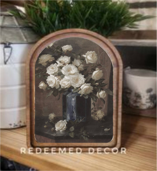 Arch Top Moody Roses Framed Art