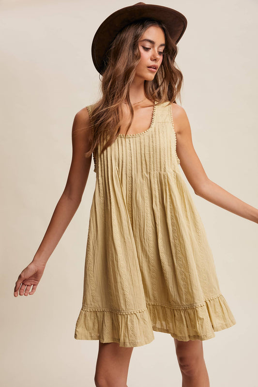 Textured Pintuck Mini Dress