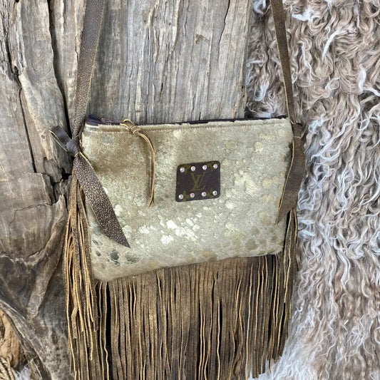 Rowdy Ranch Upcycled Maxine Gold Crossbody Handbag