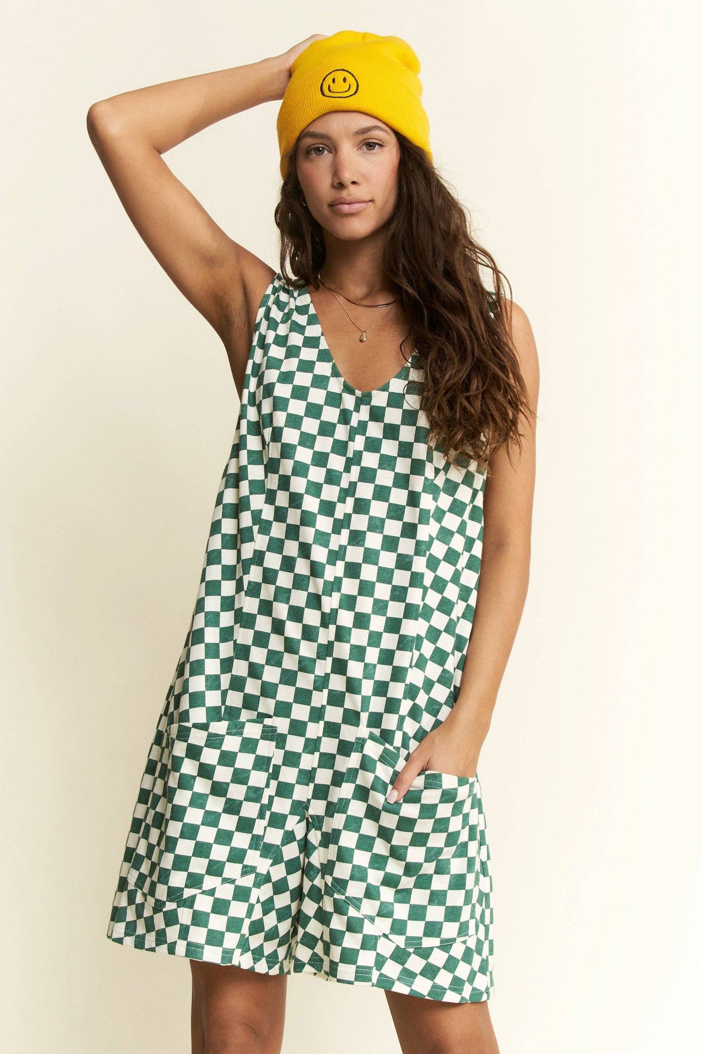 Plus Size Plaid Print Shorts Romper