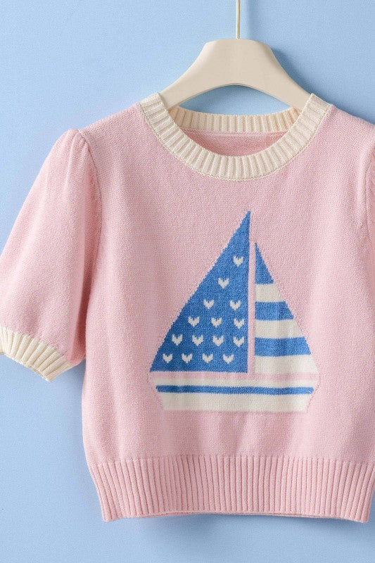 Sail Away Knit Top - Pink