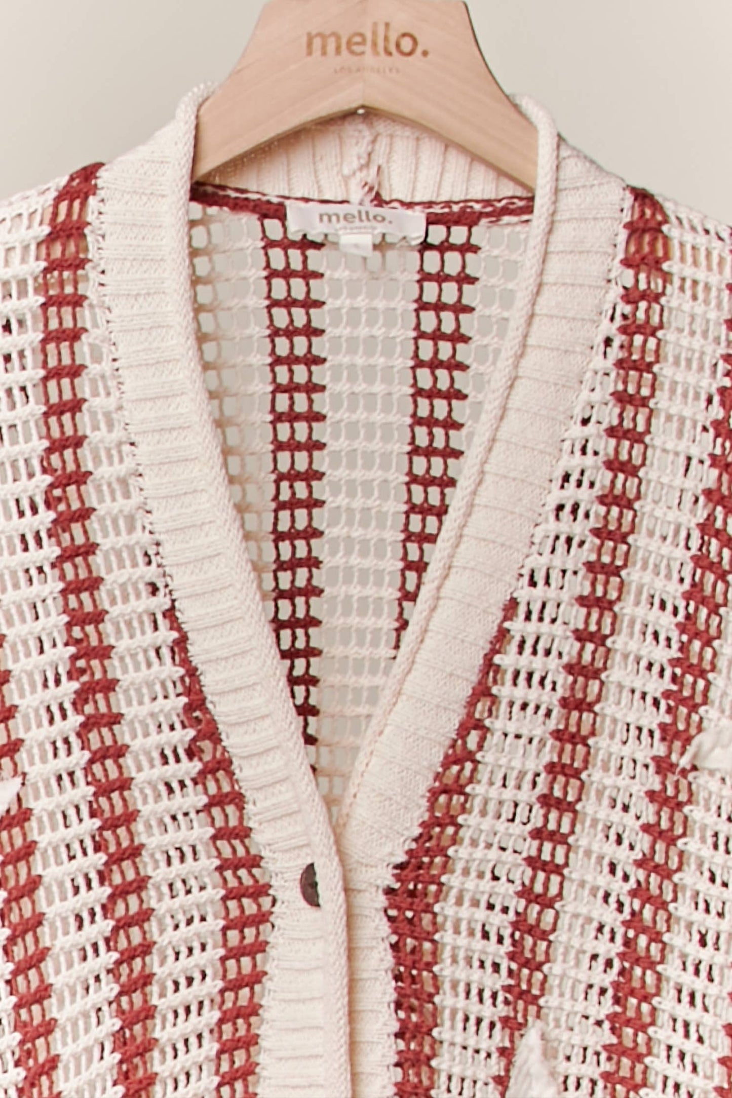 Star Patch Open-Knit Top with Ruffle Detail