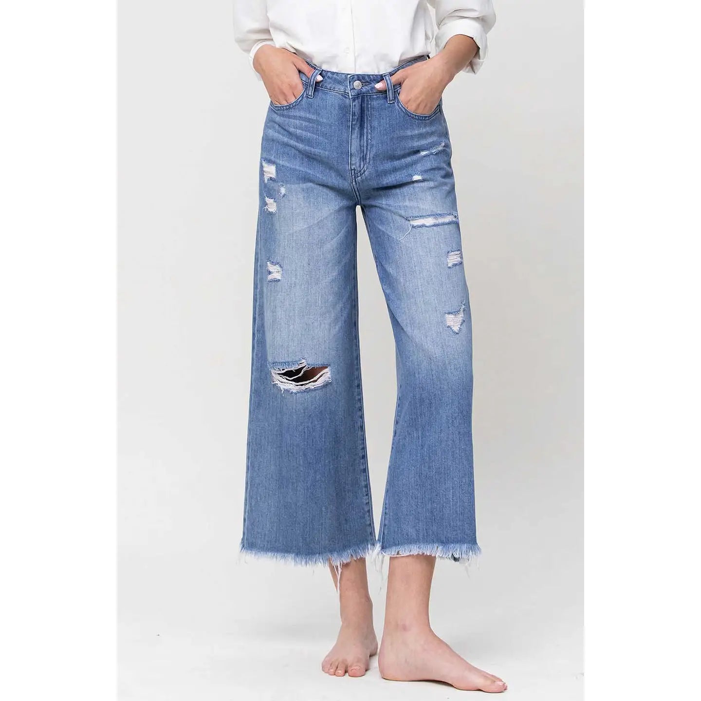 Super High Rise Crop Wide Leg Jeans