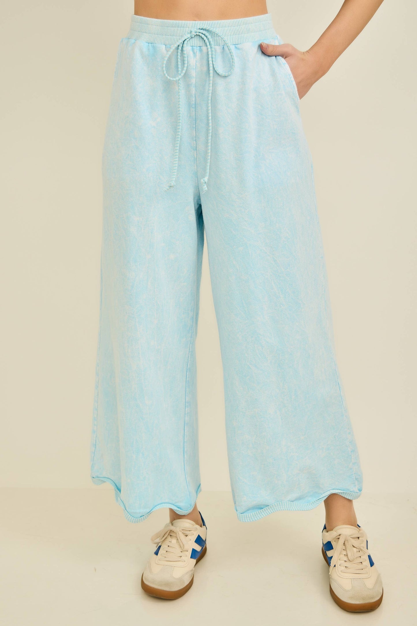 Mineral Washed Wavy Ribbed Pants