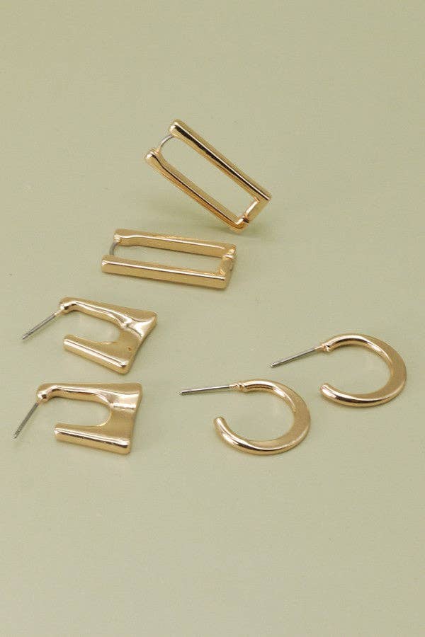 Geo Mini Trio Hoop Earring Set