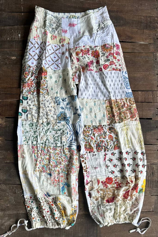 Jaded Gypsy Patchwork Sunrise Pants - Parchment - JG-210