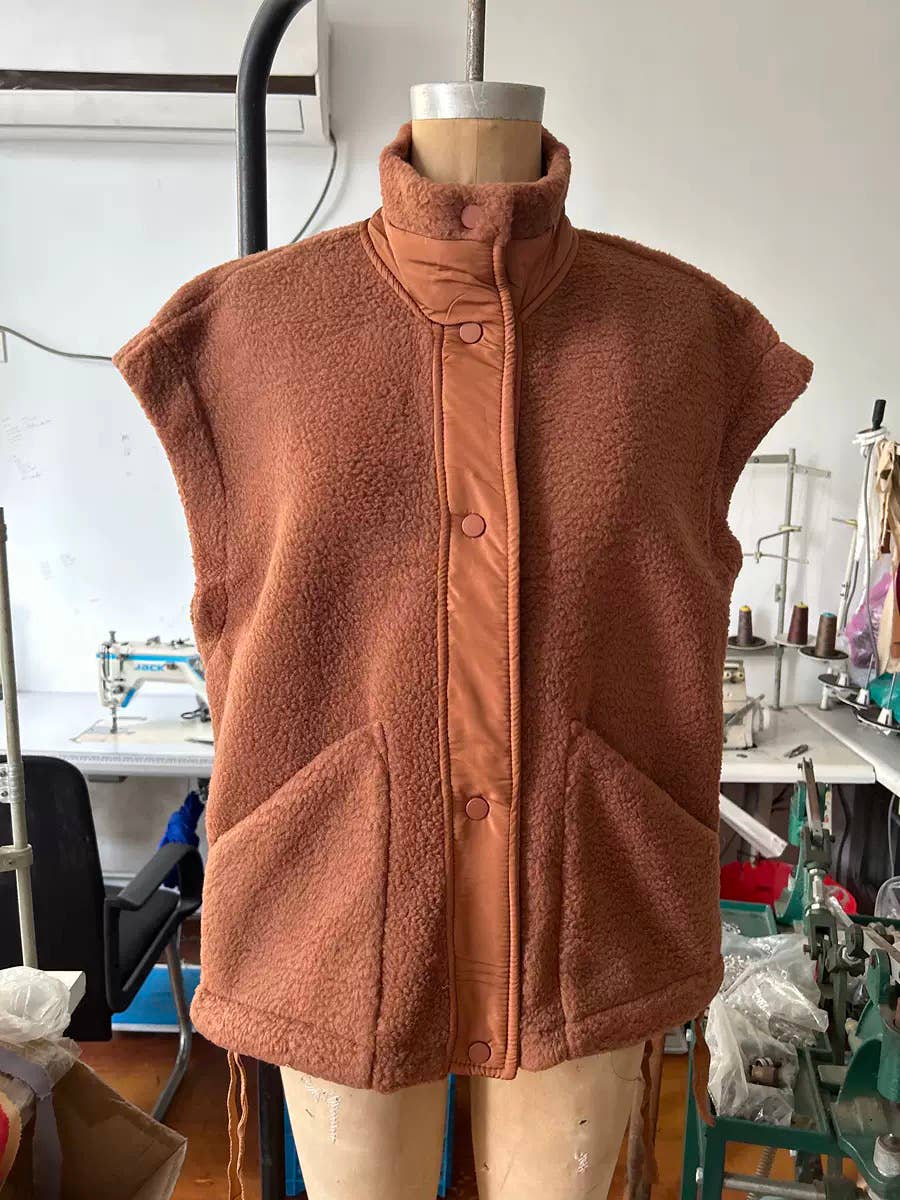 Fleece Button Vest Jacket