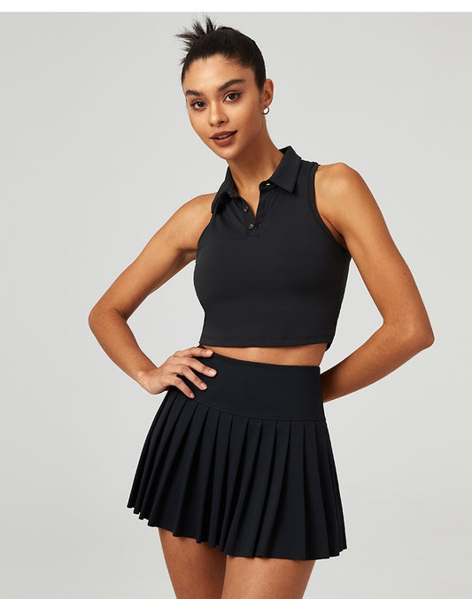 Serena Classic Pleated Tennis Skirt - Black