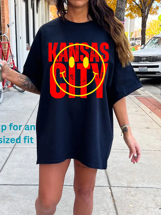 Kansas City Happy Face Tee - Black