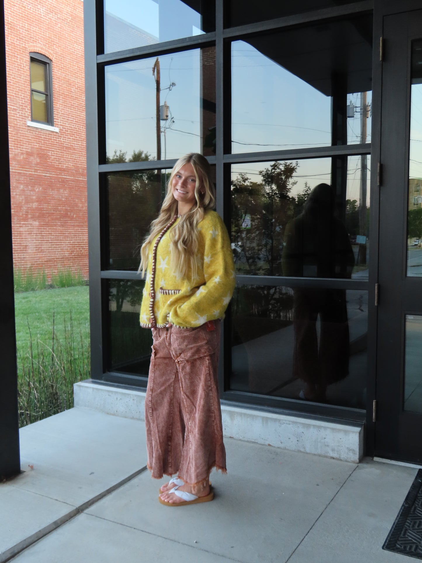 Button Up Star Sweater - Yellow