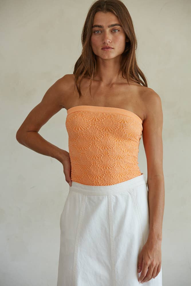 Knit Modal Nylon Spandex Seamless Jacquard Tube Top