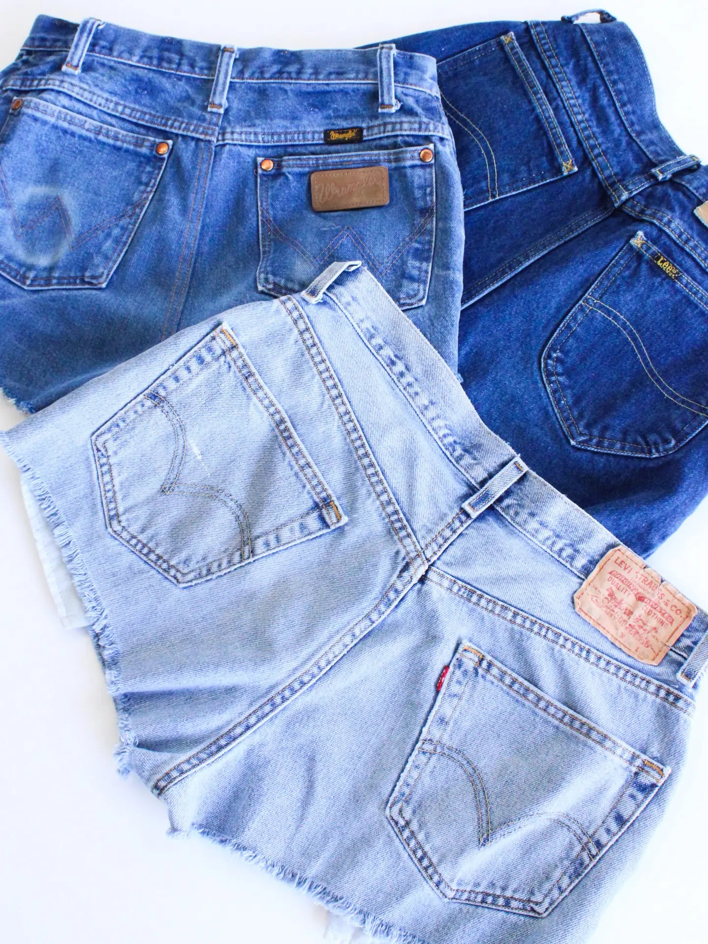 Vintage Levis, Lee and Wrangler Denim Shorts