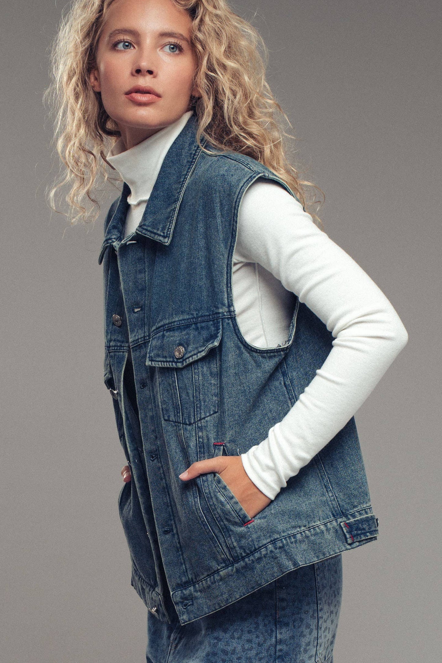 Western Sunset Embroidered Denim Vest