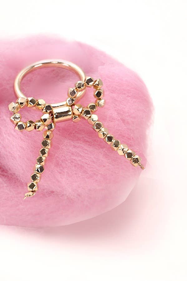 Facet Bead Bow Ribbon Ring