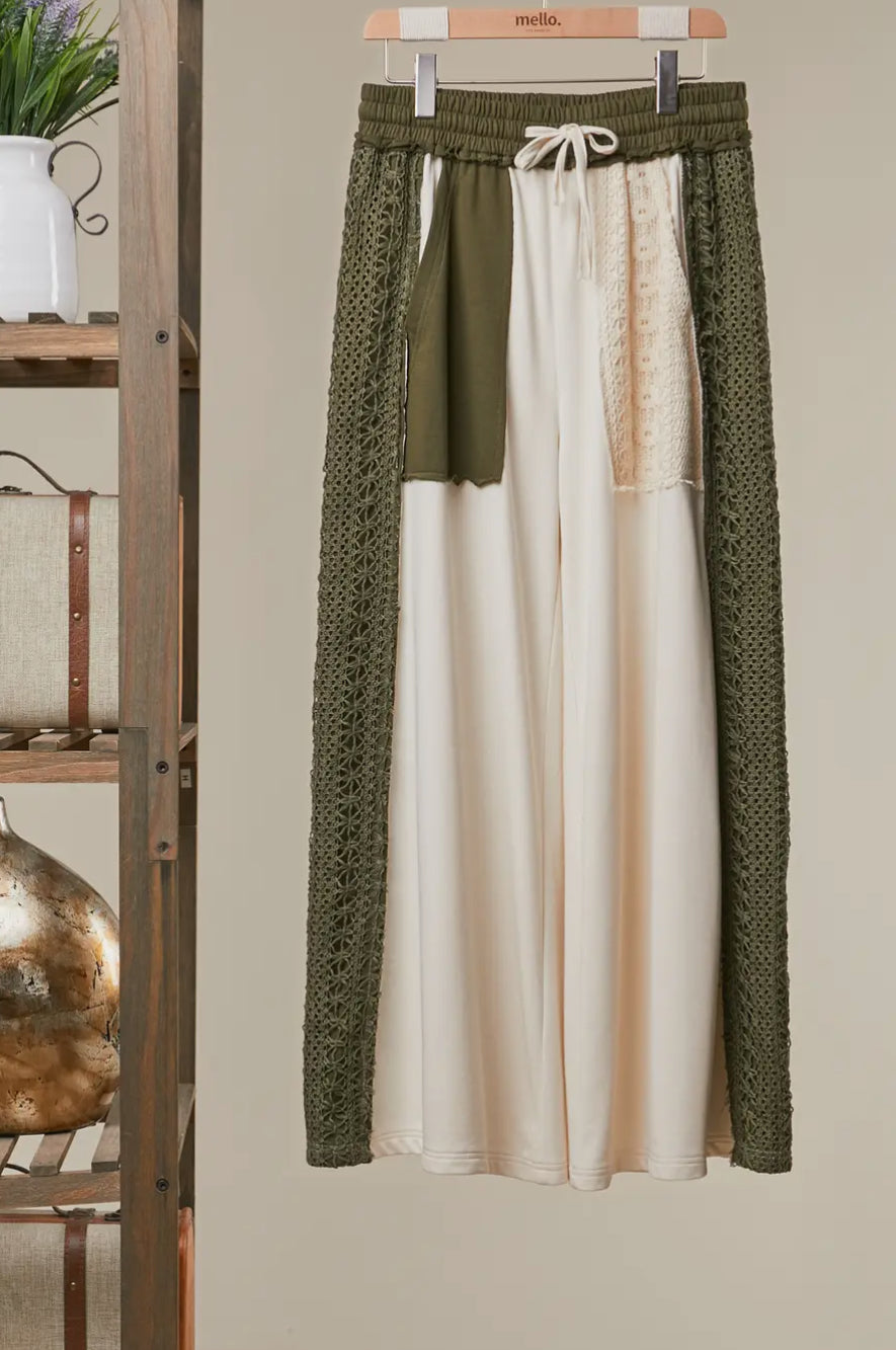 Lace Accents Patchwork Maxi Pant
