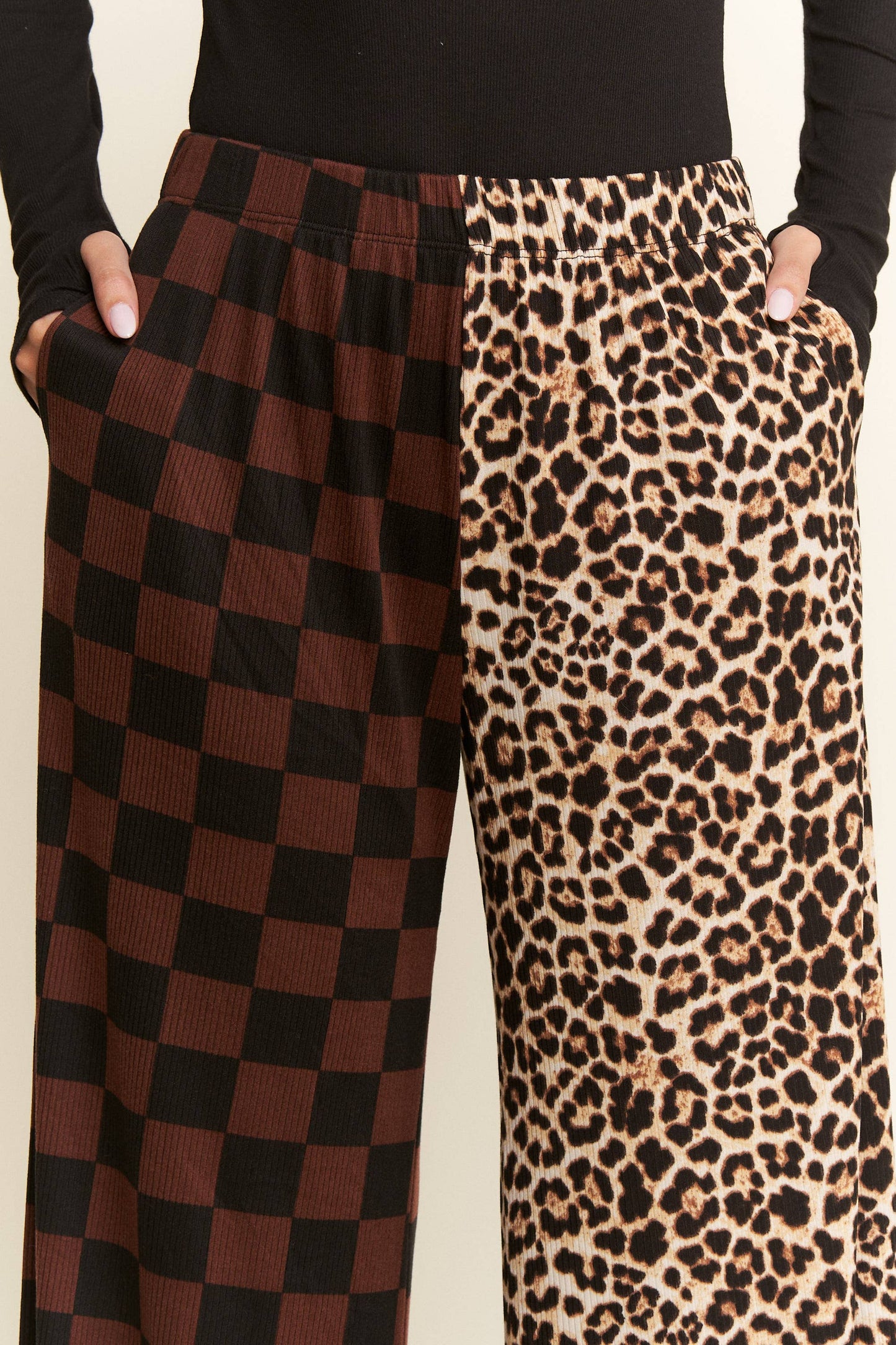 Plus Size Split Decision Leopard/Checkered Pants