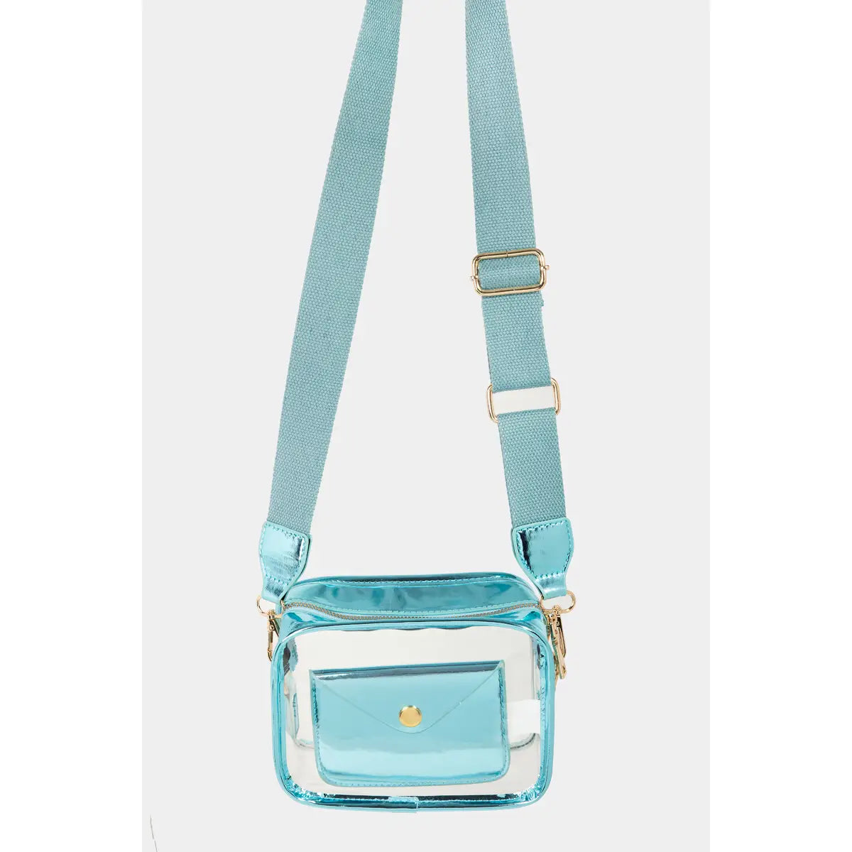 Transparent Rectangle Crossbody Bag - Teal