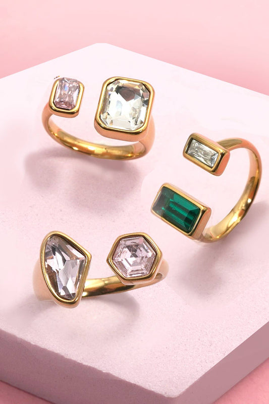 18K Stainless Steel Tarnish Free Rhinestone Ring