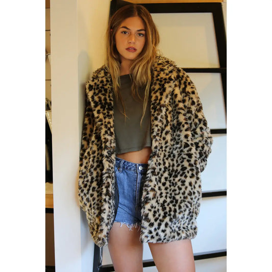 Faux Fur Animal Print Jacket