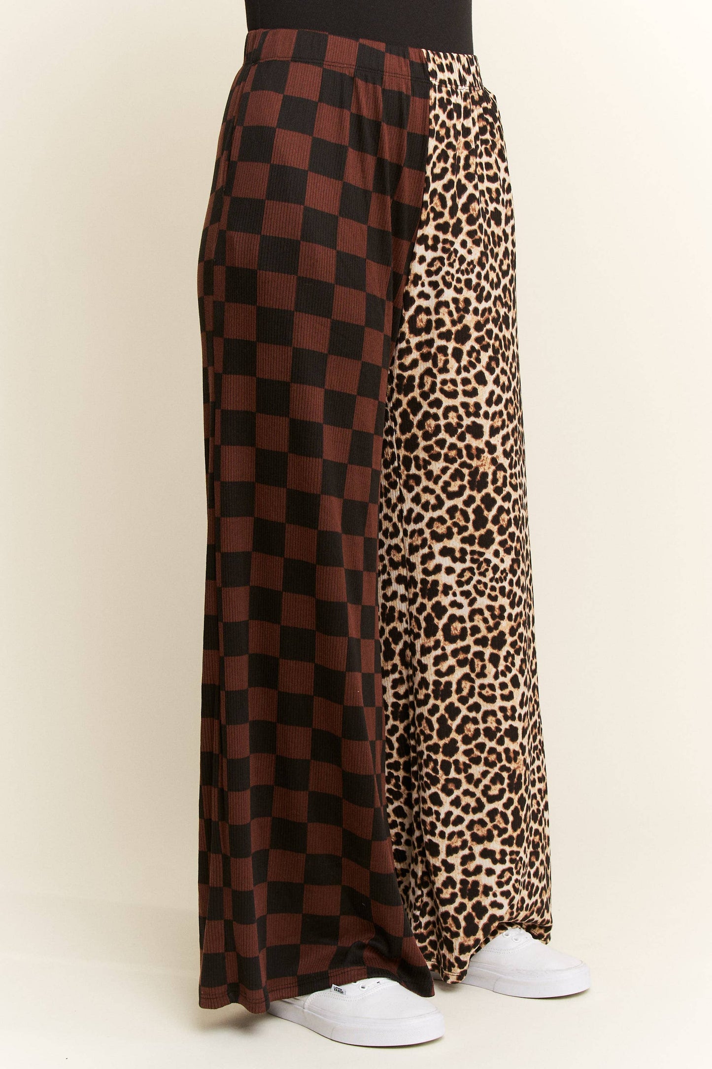 Plus Size Split Decision Leopard/Checkered Pants