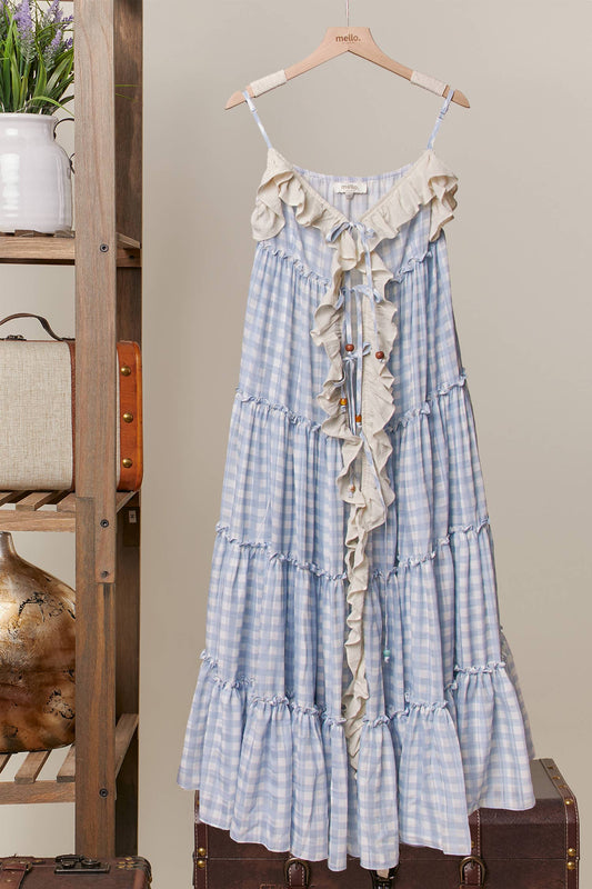 Checker Ruffle Dress Cardigan
