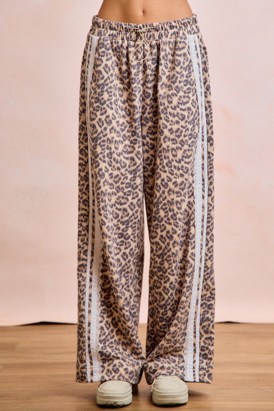 Leopard French Terry Lace Contrast Sweatpants