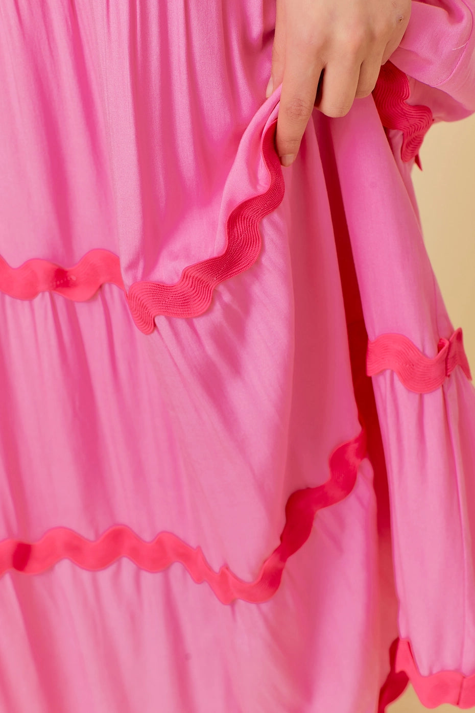 Ric Rac Trim Maxi Dress - Pink